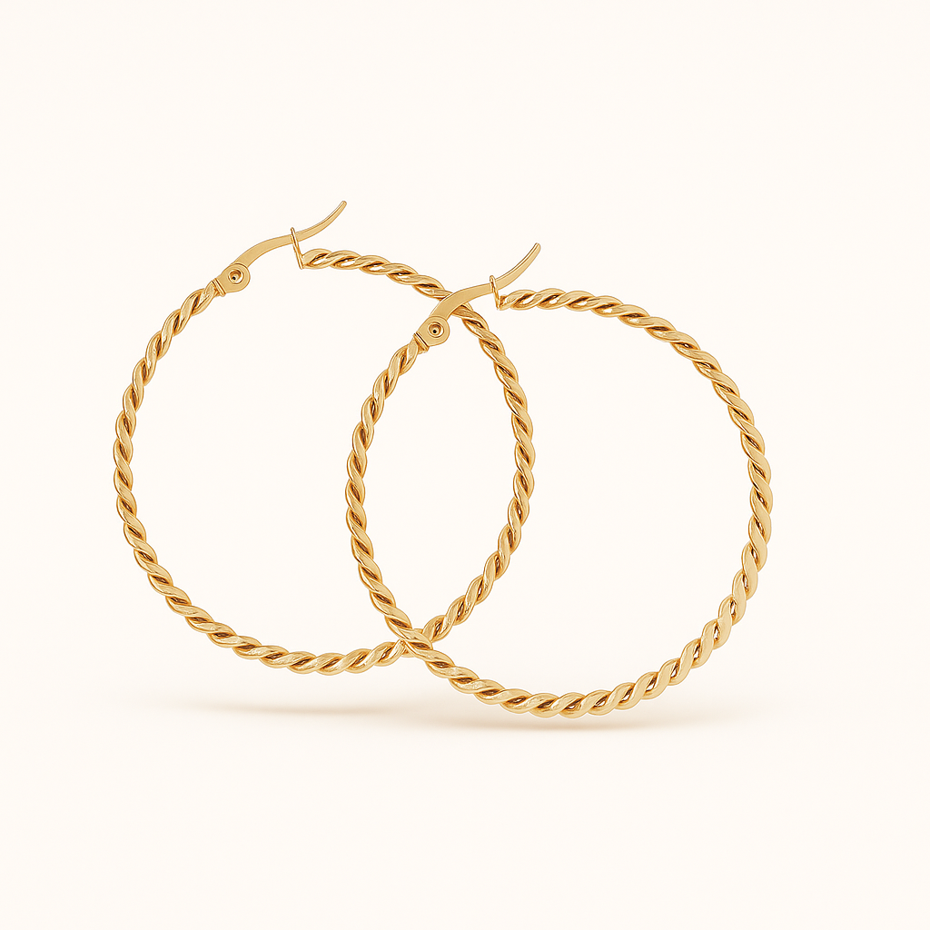 Twisted Gold Hoop Earrings