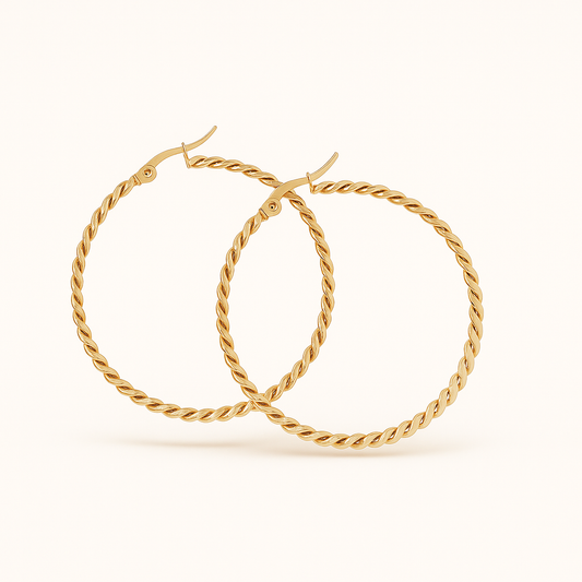 Twisted Gold Hoop Earrings