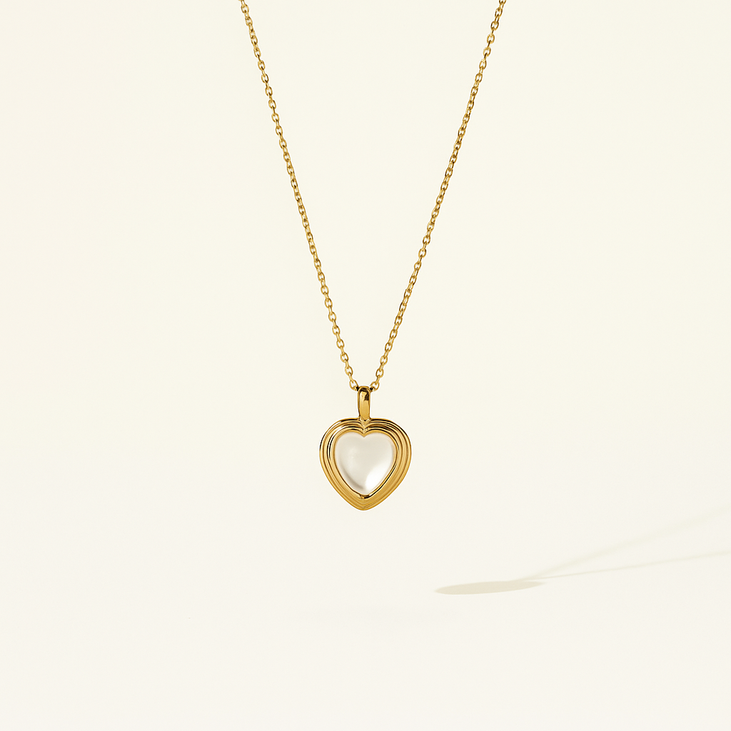 Classic White Heart Pendant Necklace