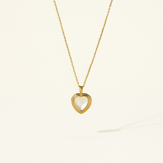 Classic White Heart Pendant Necklace