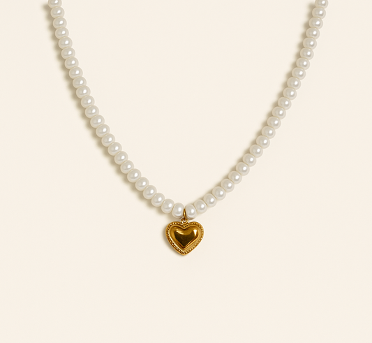 Pearl Heart Charm Necklace