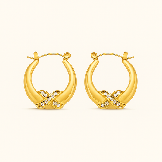 Crystal X Accent Hoop Earrings