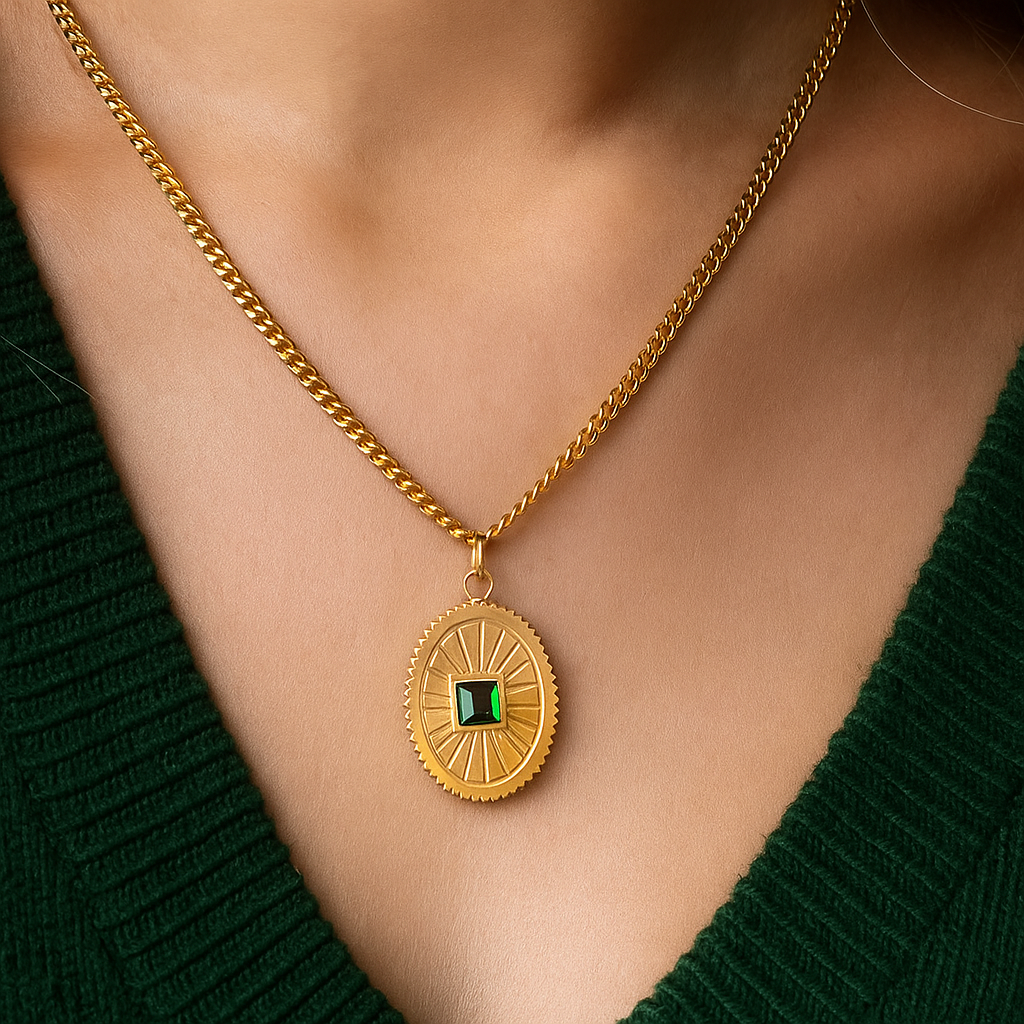 Emerald Medallion Pendant Necklace