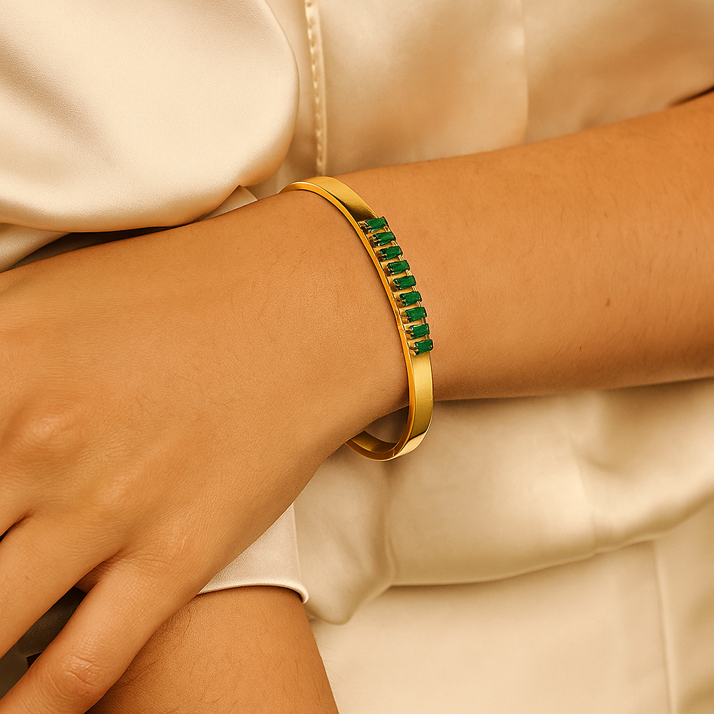 Emerald Baguette Crystal Bracelet