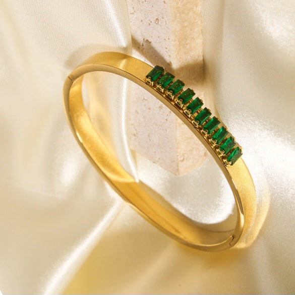 Emerald Baguette Crystal Bracelet