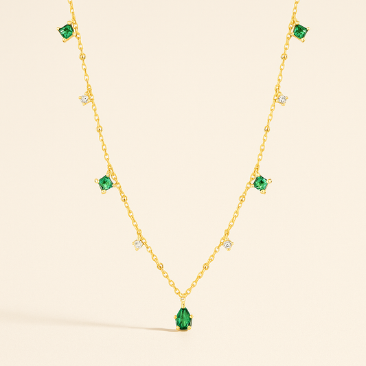 Green Stone Droplet Necklace
