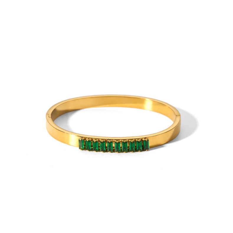 Emerald Baguette Crystal Bracelet