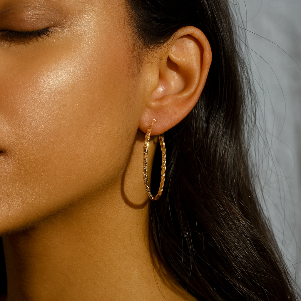 Twisted Gold Hoop Earrings