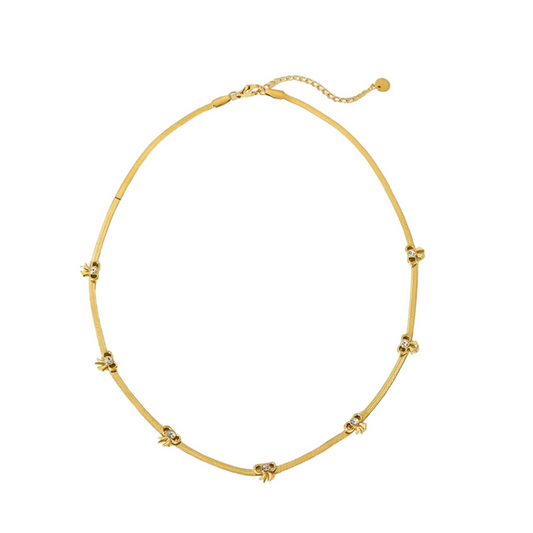 Gold Choker Necklace with Mini Knot Accents