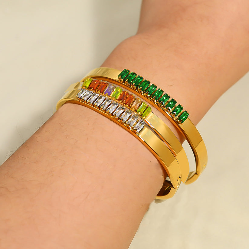 Emerald Baguette Crystal Bracelet