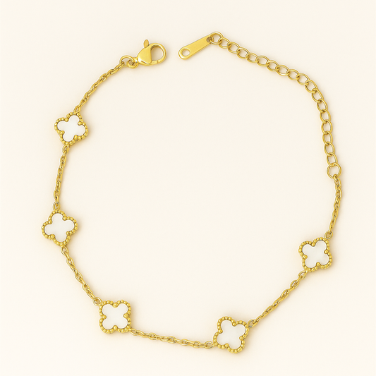 White Clover Charm Bracelet