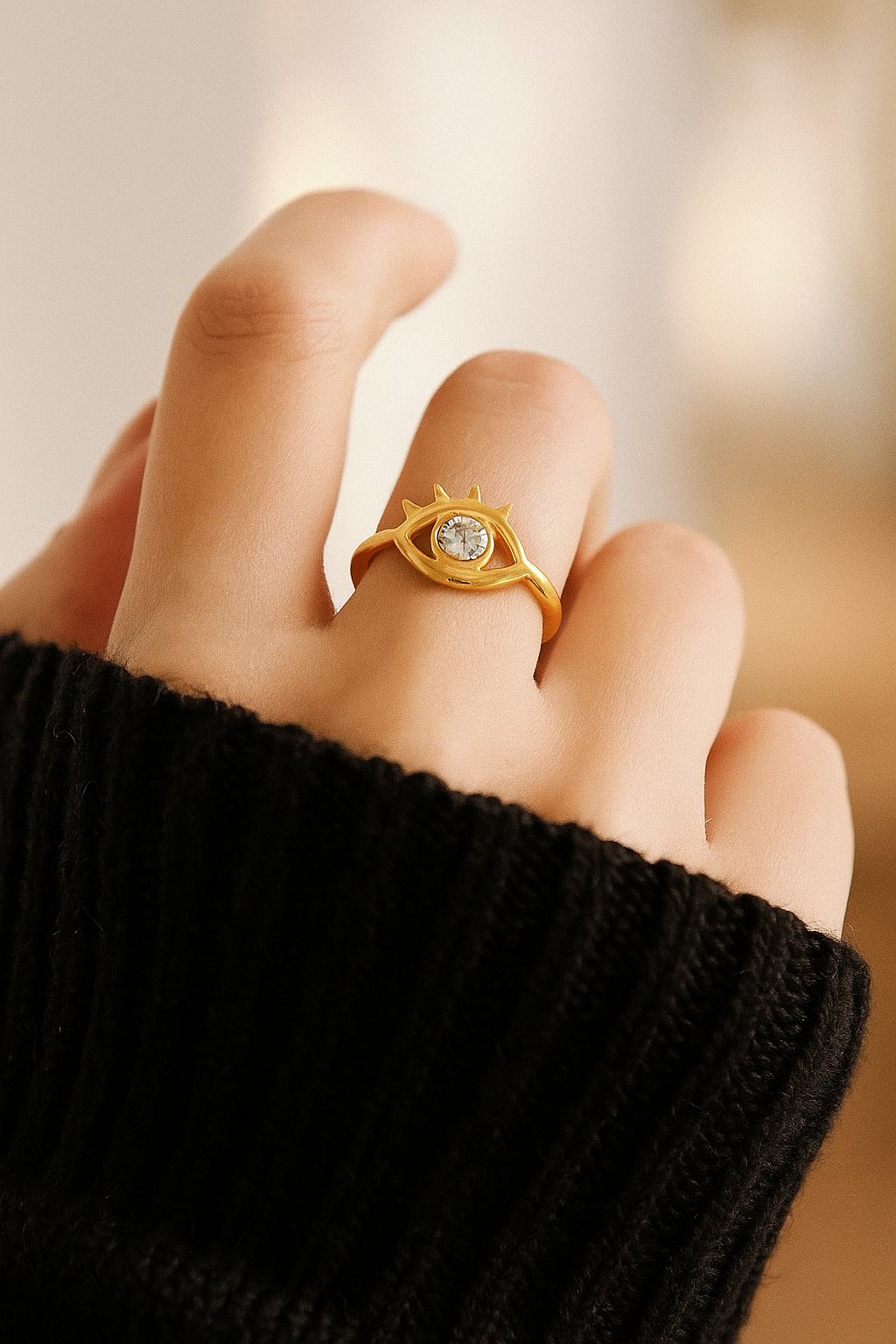 Evil Eye Crystal Adjustable Ring