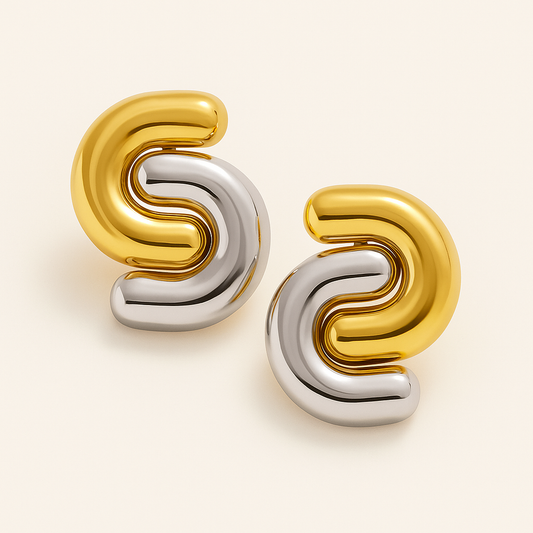 Two-Tone Sculptural Twist Stud Earrings