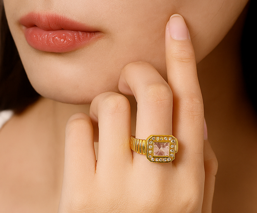Square Crystal Adjustable Halo Ring