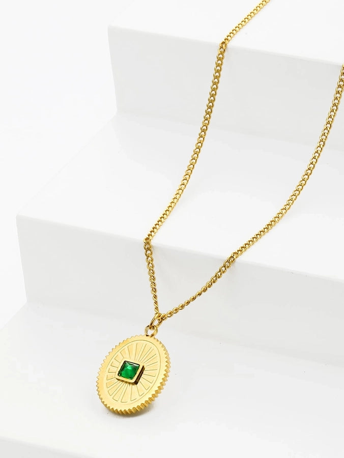 Emerald Medallion Pendant Necklace
