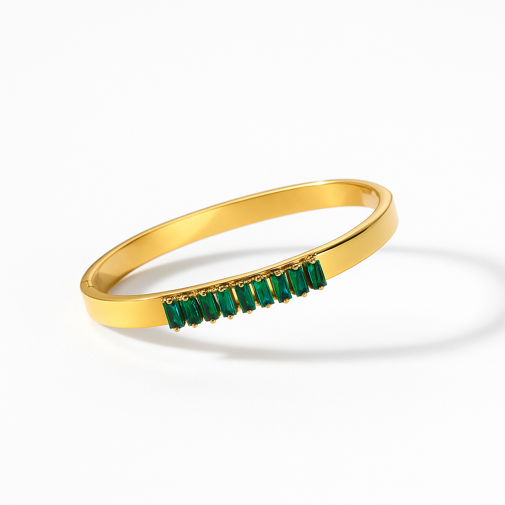 Emerald Baguette Crystal Bracelet