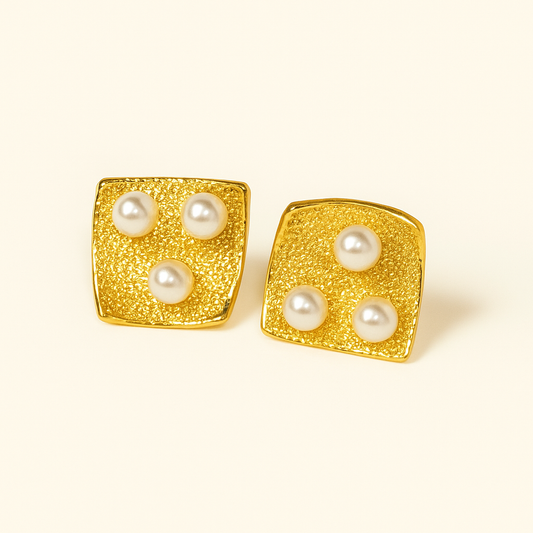 Pearl Square Stud Earrings