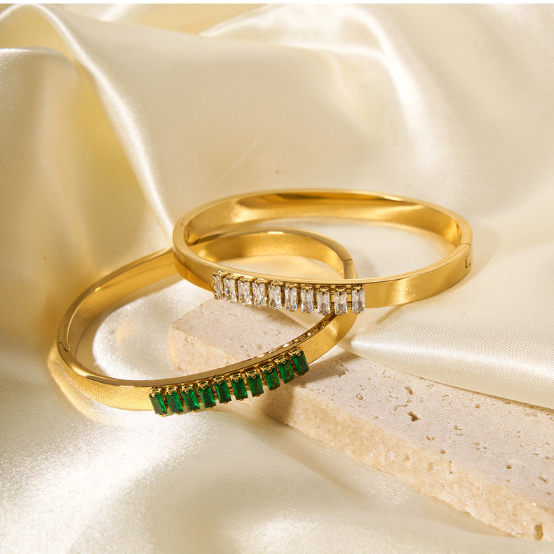 Emerald Baguette Crystal Bracelet