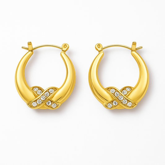 Crystal X Accent Hoop Earrings