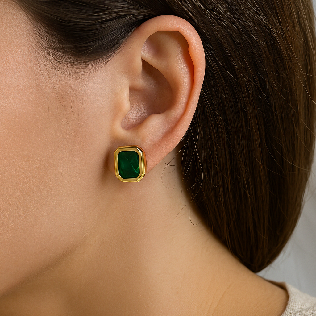 Emerald Green Crystal Stud Earrings