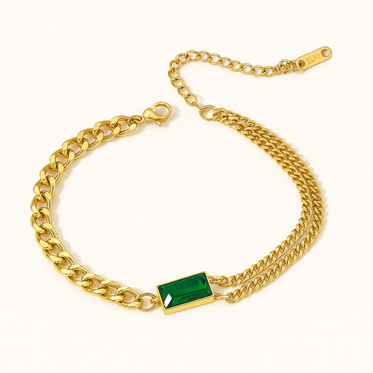 Emerald Luxe Dual Chain Bracelet