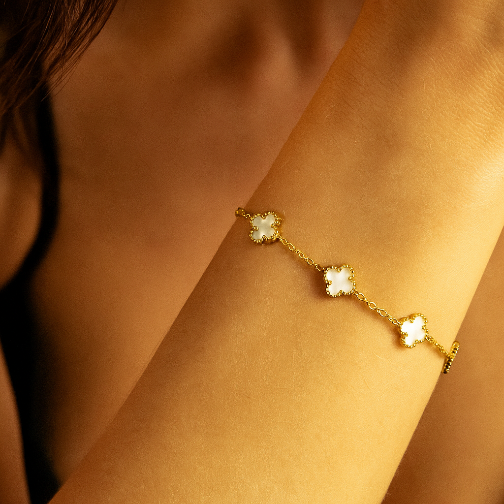 White Clover Charm Bracelet