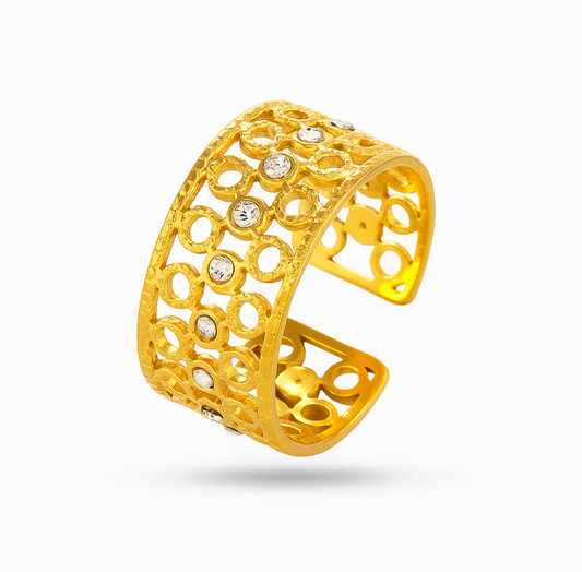 Crystal Cutwork Cuff Ring