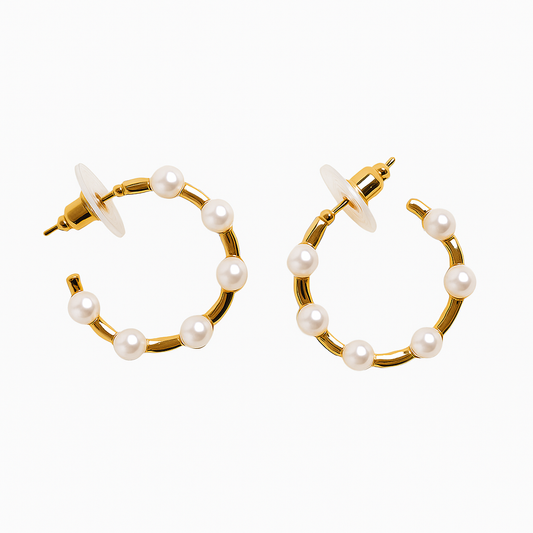 Classic Pearl Hoop Earrings