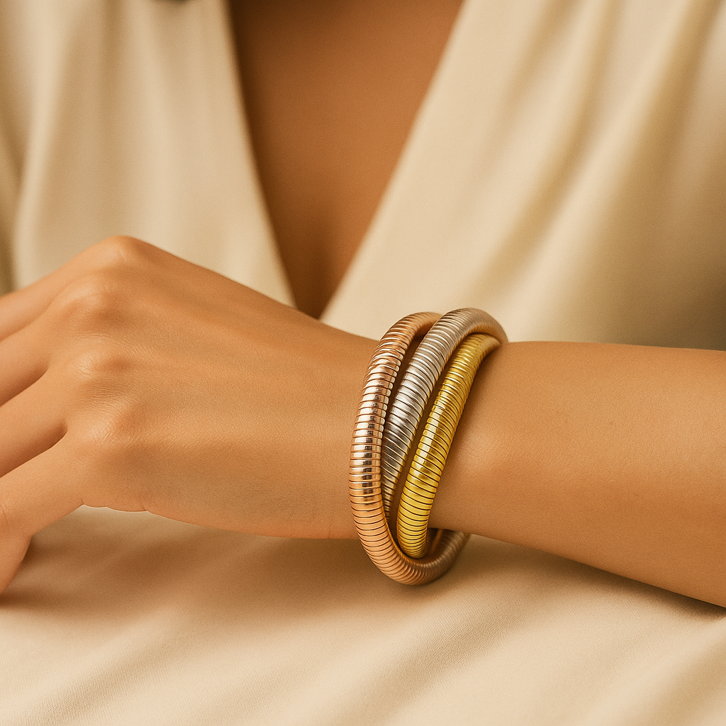 Wrapped Tri-Color Coil Snake Bracelet