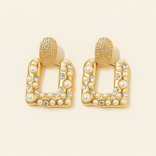 Pearl and Crystal Drop Earrings